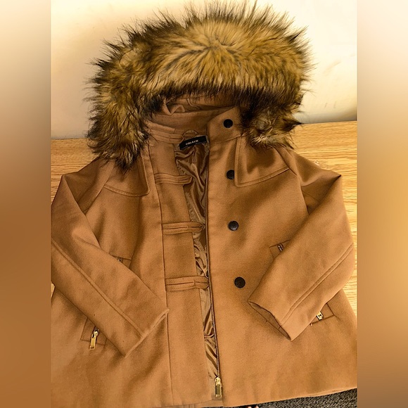 Zara Removable Hood Faux Fur Long Coat | Color: Brown/Tan - Picture 3 of 8